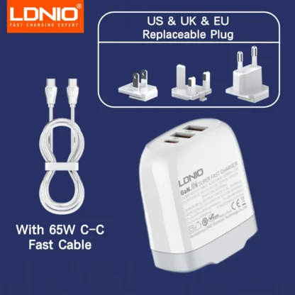 LDNIO 65W USB C Charger GaN Charger Multi-port Type C Travel Adapter For MacBook iPad iPhone 15 14 Pro Max Xiaomi Galaxy S23 - Image 9