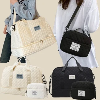 Men's and Women's Travel Bag Set with Makeup Bag - Plain Color Handbag - Essential for Travel - Affordable and Practical