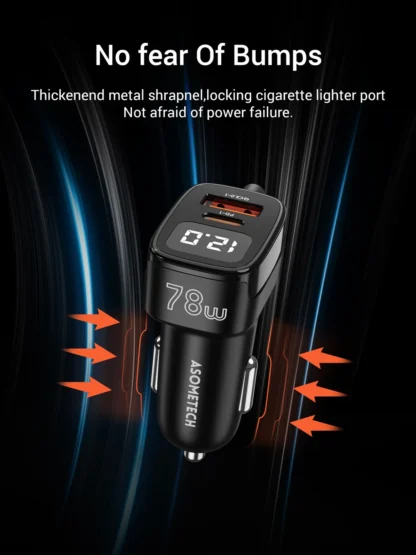 ASOMETECH 5 Port USB Car Charger 78W SCP PPS AFC USB Type C Fast Charging For iPhone 14 13 Pro Huawei Xiaomi Samsung S22 Ultra - Image 15