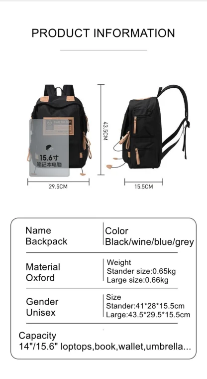 Travel Backpack Airplane Large Capacity Multi-Function Lightweight Oxford Waterproof College Casual Bag Notebook Bagpacks - Image 20