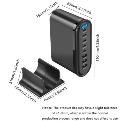 320W GaN Charger Multiple Ports Desktop Charging Station PD3.0 QC USB Type C Fast Charge For iPhone 14/Samsung s24/iPad/Xiaomi - Image 12