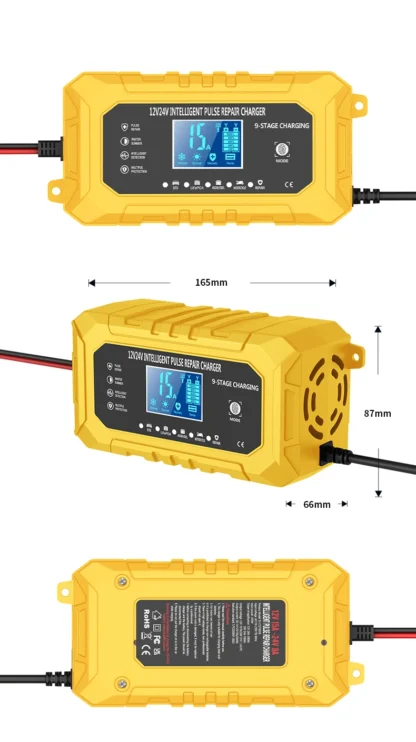 UK Plug Smart Car Battery Charger 12V15A/24V8A LCD Display Pulse Repair for AGM Gel Wet Lead Acid Lithium Batteries - Image 22
