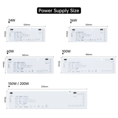 24W-200W LED Cabinet Light Transformer Power Supply AC220V to DC12V/24V with 7/9/10x DuPont Ports for Integrated Lighting - Image 3