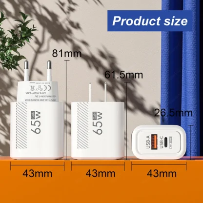65W GaN USB Fast Charger Quick Charge3.0 PD Type C Wall Charger For iPhone 15 14 Samsung Xiaomi Huawei USB C Phone Power Adapter - Image 15