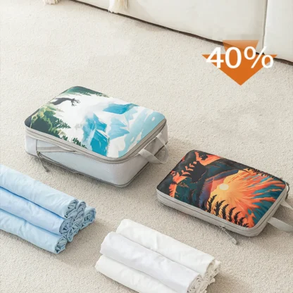 5pcs tropical printed compressed lightweight travel clothing storage bag suit, space-saving travel necessities accessories - Image 4