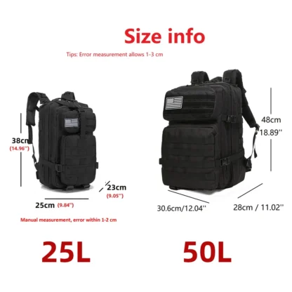 25L/50L Tactical Backpack Molle Bag Outdoor Bags Backpack for Hiking Camping Trekking Hunting Fishing GYM Bags Backpacks - Image 20