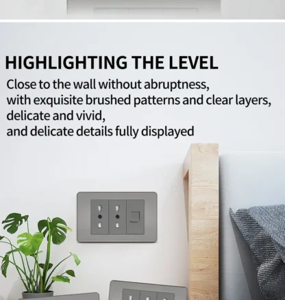 118 US Mexico Grey Stainless Steel Brushed 2way Electrical Light Switch Home Wall Socket Plug Double USB Type-C Power Outlet - Image 27