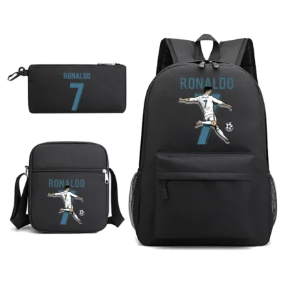 Ronaldo CR7 Backpack Boys Mens Rucksack Shoulder Bag for School 3 Pieces Pencil Bag for Fans Gift - Image 5