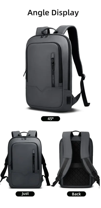 HK Slim Backpack For Men 15.6 Inch Laptop Bags Waterproof Minimalist Business Backpack With USB Charging Casual Travel Work Bag - Image 26