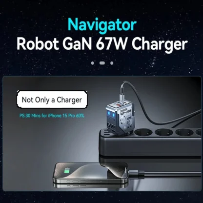 WEKOME Robot 67W GaN Fast Charger Type C Quick Charge QC4.0 PD3.0 PPS Fast USB Charger for iPhone Samsung Xiaomi Tablets Macbook - Image 2
