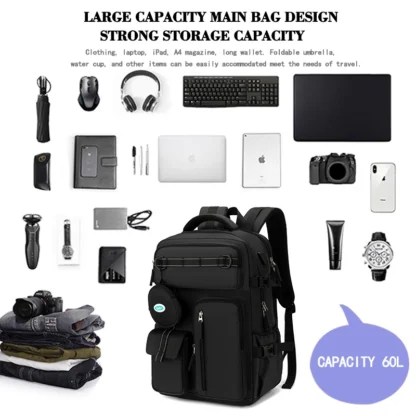 Likros Travel Backpack for Women Expandable Weekender Hiking Laptop Backpack with USB Port Large Waterproof 40L Men's Backpack - Image 6