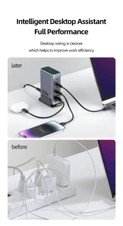 660W GaN Charger USB C Fast Desktop 8-port USB Type C PD Charger Fast Charge 3.0 USB Type C Fast Charger for iPhone16 15 Samsung - Image 12