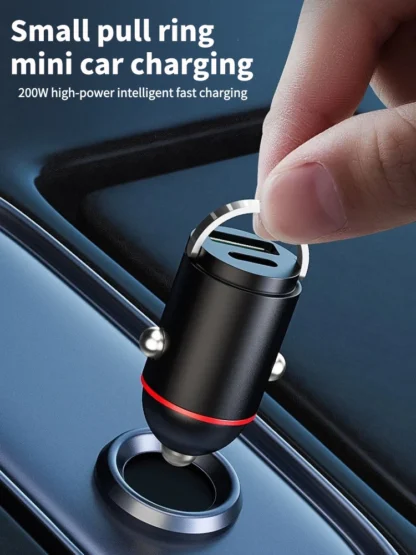 Dual USB Mini Pull Ring Car Charger 200W Fast Charging Phone convenient Charger Adapter for iPhone Huawei Xiaomi Samsung QC 3.0 - Image 9