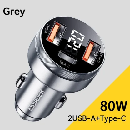 Essager 80W Car Charger USB Type C PD Fast Charging Phone Quick Charge for iPhone 14 13 Huawei Xiaomi Samsung iPad Laptop Tablet - Image 7