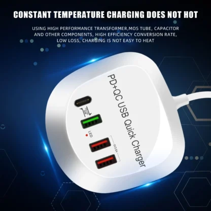 QC3.0 USB Charger With LCD Display 4 Ports Desktop Mobile Phone Charger Smart Fast Charging for Smart Phones Tablet PC - Image 4