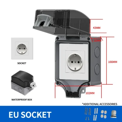 EU/TH/UK/UN/US Outdoor Power Socket Industrial Grade Waterproof IP66 Plastic Junction Box Panel Wall Mount Connector - Image 8