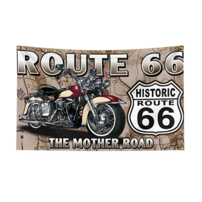 3X5Ft U.S. Route 66 Motorcycle Flag Polyester Digital Printing Car Banner For Decor - Image 12
