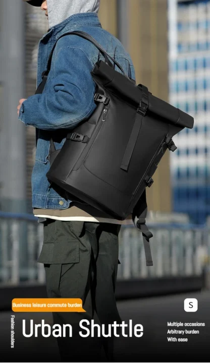 New Shoulder Bag Men's Senior Sense of Business Computer Outdoor Leisure Rolled Edge Travel Backpack Fashion Commuting - Image 7
