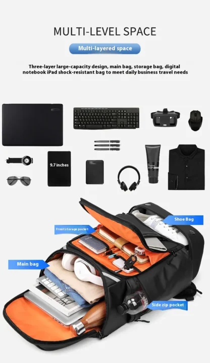 New large capacity backpack for sports travel, dry and wet separation, lightweight multi pocket backpack for business trips, com - Image 16