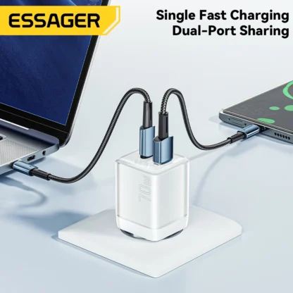 Essager 70W GaN Charger PD Charge  USB Type C Charger Support PD QC PPS Portable Fast Charger For iPhone 15 14 13 Laptop Charger - Image 4