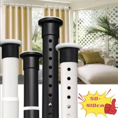 50-410cm Shower Curtain Rail Pole Heavy Duty Extendable Tension Rod No Drilling - Image 3