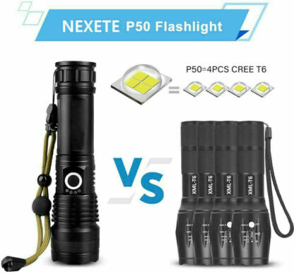 High Power 12000000 Lumen Ultra Bright Aluminum Flashlight LED Rechargeable UK - Image 9
