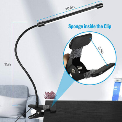 USB Clip On Desk Lamp Flexible Clamp Reading Light LED Bed Table Bedside Night - Image 7