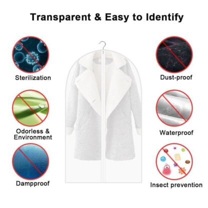 10x Clear Coat Dress Garment Clothes Cover Dust Protector Travel Bag With Zip - Image 10