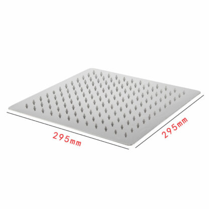 12   Large Square Shower Head Chrome Stainless Steel Rainfall Overhead Bathroom - Image 2
