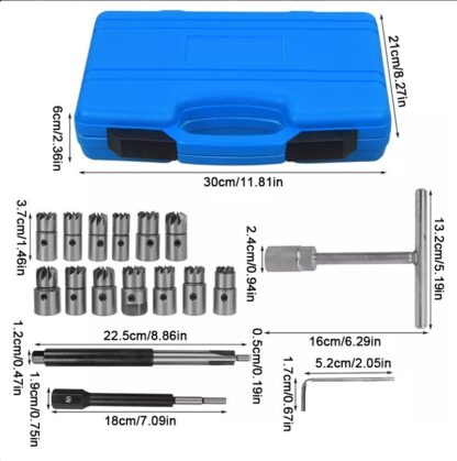 17Pcs Universal Injector Seat Cutter Cleaner Tool Carbon Remover Set Kit - Image 10