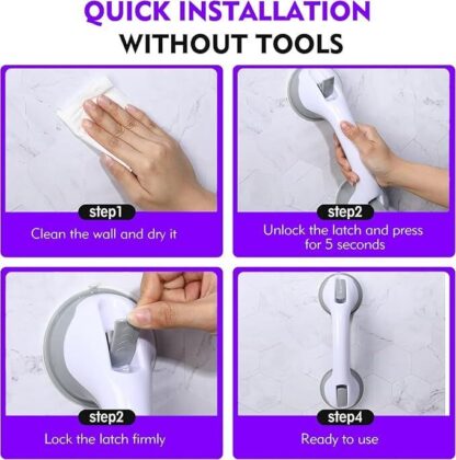 2 X SAFETY SUPPORT HAND RAIL HANDLE BAR GRIP GRAB SUCTION BATH BATHROOM SHOWER - Image 7