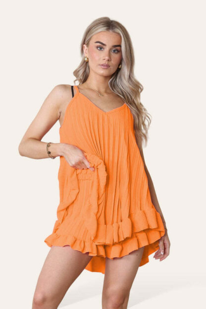 Cami Pleated Frill Hem Top & Matching Frill Shorts Co-Ord Set - Image 7
