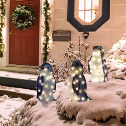 3X Christmas Penguin Acrylic LED Light Up Decoration Indoor Outdoor Figurine - Image 10