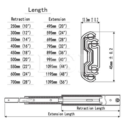 10-16 Heavy Duty Cold Rolled Steel Full Extension Ball Bearing Drawer Slides - Image 9