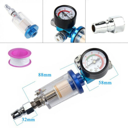 Mini Air Pressure Regulator Gauge Spray Gun & In-Line Water Trap Air Filter - Image 6