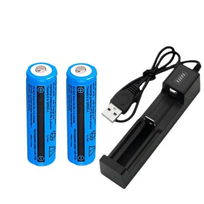 Li-ion Battery&Charger 3000mAh 3.7V Rechargeable Batteries USB Charger For Torch Flashlight - Image 2