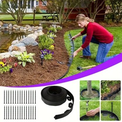 10m Lawn Border With 30 Plastic Stakes Garden Border For Paths, Driveways, Flowers And Plants - Image 2
