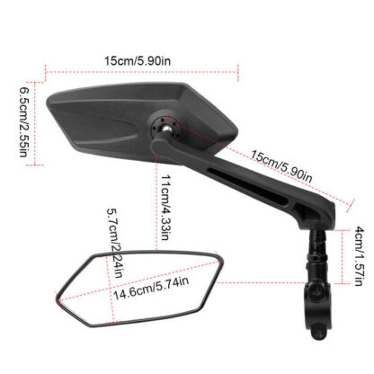 2x Bicycle Bike Handlebar Rear View Mirrors Rearview Rectangle Cycle Back Mirror - Image 3
