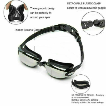 Anti Fog Swimming Goggles UV Glasses Adjustable Earbuds For Men Women Kids - Image 7