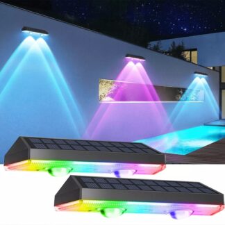 2PCS Super Bright Solar Powered Door Fence Wall Lights LED Outdoor Garden Lamp
