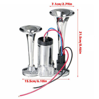 600DB Super Loud Train Air Horn Kit 12V Truck Car Dual Trumpet W Air Compressor