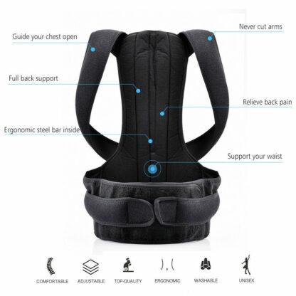 Adjustable Posture Corrector Back Brace Men Women Lumbar Shoulder Support Belt - Image 3
