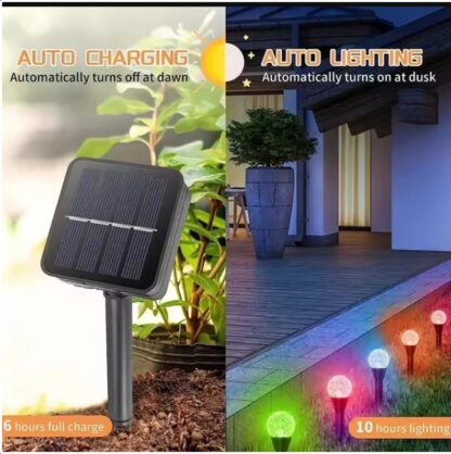 Solar LED Stake Lights Multi Coloured 20 Ball Garden Path Lighting Patio Outdoor - Image 5