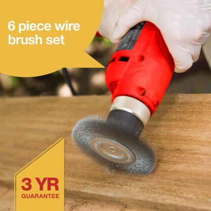 6Pcs Brush Drill Attachment Bit Kit  Wire Cleaning Wheel For Cleaning Rust UK - Image 4