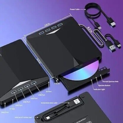 7in1 External USB 3.0 DVD CD RW Writer Drive Burner Reader Player For Laptop PC - Image 3