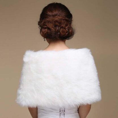 FAUX FUR BRIDAL WEDDING CAPE SHAWLBRIDESMAID STOLE WRAP SHRUG CAPELET BOLERO - Image 6