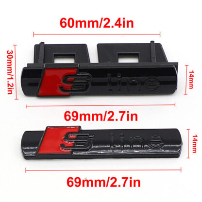 Gloss Black S Line Badge Emblem 1 Grill 3 Stickers For A3 A4 A5 A6 A8 TT Q7 - Image 4
