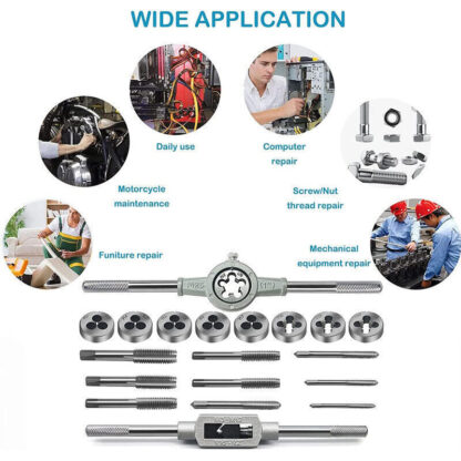 20pcs Hand Tap And Die Set Screw Thread Reamer M3-M12 Twist Drill Bit Tool Kit - Image 9