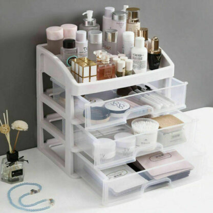 4 Tiers Makeup Storage Clear Box Desktop Cosmetic Stationery Drawers Organizer - Image 10