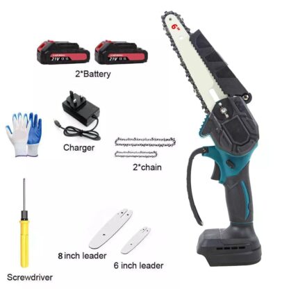 2 Battery 6-8  Mini Cordless Chainsaw Electric One-Hand Saw Wood Cutter - Image 3